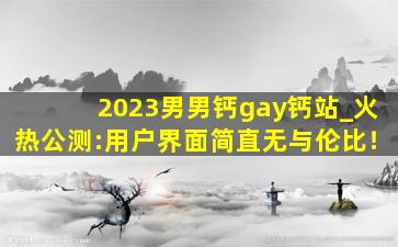 2023男男钙gay钙站_火热公测:用户界面简直无与伦比！
