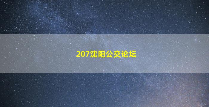 207沈阳公交论坛