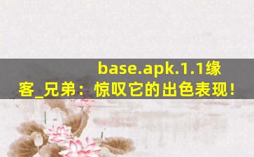 base.apk.1.1缘客_兄弟：惊叹它的出色表现！