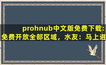 prohnub中文版免费下载:免费开放全部区域，水友：马上进去！