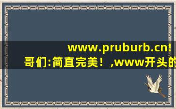 www.pruburb.cn!哥们:简直完美！,www开头的域名