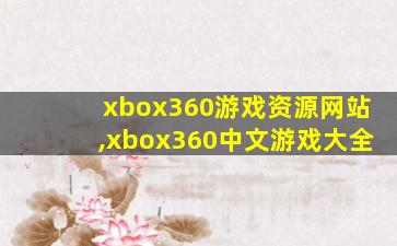xbox360游戏资源网站,xbox360中文游戏大全