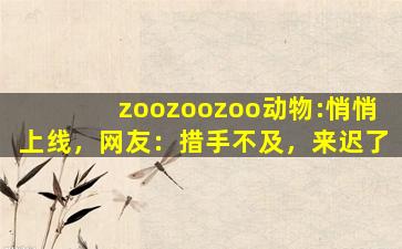 zoozoozoo动物:悄悄上线，网友：措手不及，来迟了