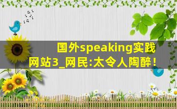 国外speaking实践网站3_网民:太令人陶醉！