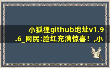小狐狸github地址v1.9.6_网民:脸红充满惊喜！,小狐狸回归github