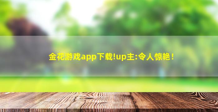 金花游戏app下载!up主:令人惊艳！